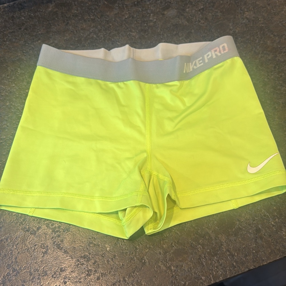 Nike Pro Women's Bright Yellow Athletic Shorts